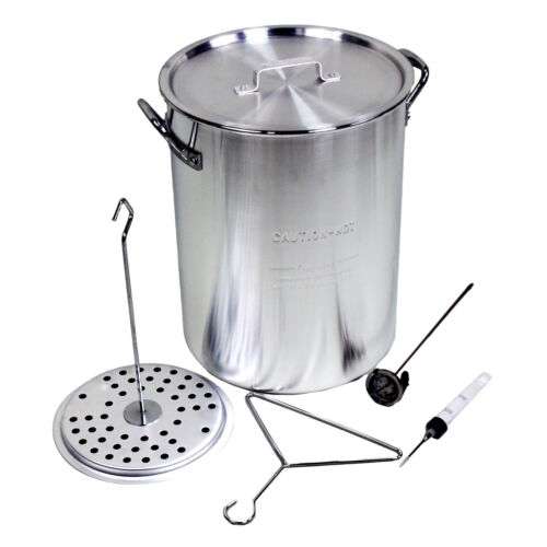 30 QT Turkey Fryer Pot with Drain Valve, Lid, & Turkey Rack