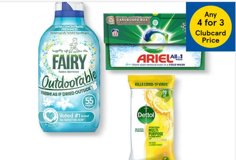 4 For 3 On Cleaning & Laundry Essentials Including Bleach, Washing Up Liquid & Toilet Cleaner (Clubcard Price) @ Tesco