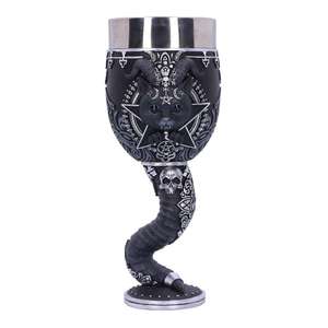 Nemesis Now Cult Cuties Pawzuph Goblet 19.5cm, Cute Scarily Adorable Horned Cat Goblet,Stainless Steel Insert,Finest Resin,Hand-Painted