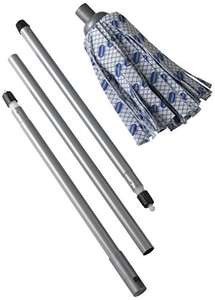 Addis Cloth Mop With 3 Piece Handle In Blue, White And Grey