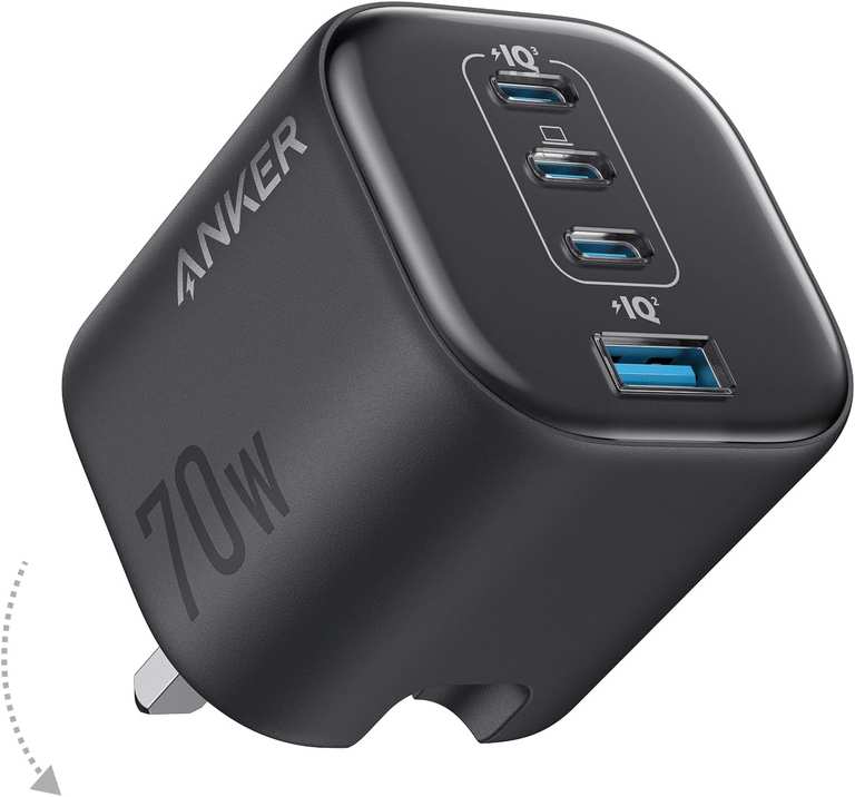 Anker Zolo 70W Fast usb c Charger, 4-Port Foldable Laptop Adapter Plug Compact and Stable Design - Prime Exclusive - AnkerDirect UK / FBA