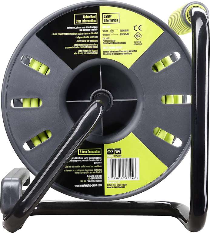 Masterplug Pro-XT 25m Four Socket Open Cable Reel Extension Lead with handle = £25 / £22.50 with newsletter code (free collection) @ Wilko