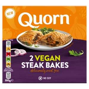 Quorn 2 Vegetarian / Vegan Steak Bakes 300g - £2 @ Asda