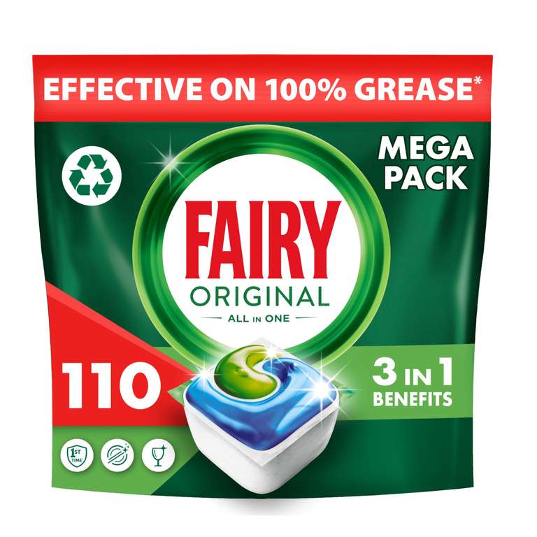 Fairy All-in-1 Dishwasher Tablets Bulk, 110 Tablets