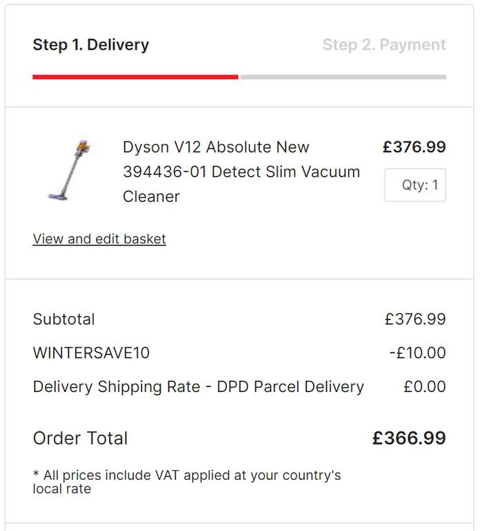 Dyson V12 Detect Slim Absolute for £366.99 with coupon code @ Donaghy Bros