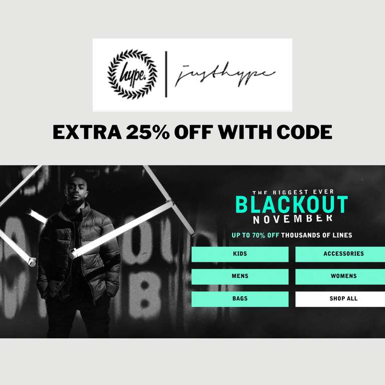 Sale Up to 70% Off + Extra 25% Off With Code + Free Delivery Over £45 (otherwise £2.99) - @ Just Hype