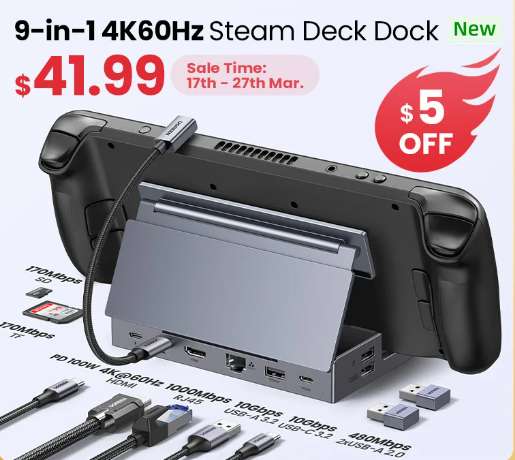 UGREEN Steam Deck Dock 4K60Hz 9 Ports RJ45 PD100W USB C HUB Compatible with Steam Deck ROG Ally LEGION Go with code - Ugreen Official Store