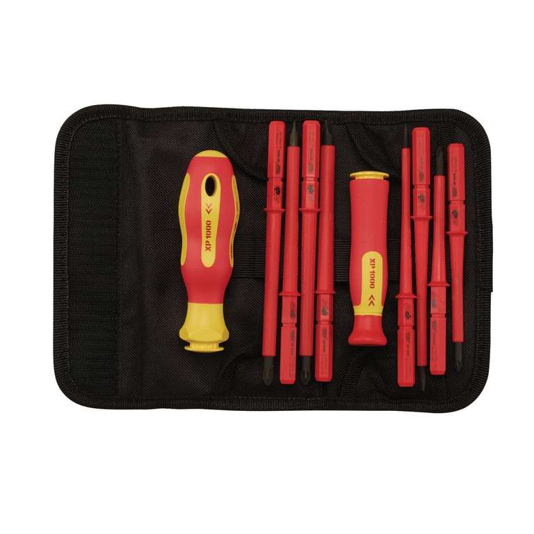 XP1000 Draper 10 Piece VDE Interchangeable Blade Screwdriver Set with case - 05721 - For Home and Professional Use