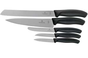 Victorinox SwissClassic 6.7133.5G 5-piece kitchen knife set, black - Lifetime warranty