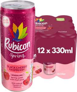 Rubicon Spring Black Cherry Raspberry, Sparkling Spring Water 12 x 330ml Multipack Cans - S&S £7.14 or less