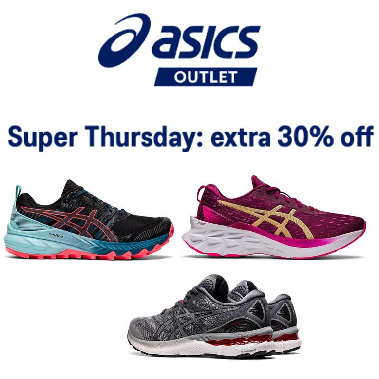 Extra 30% off Selected Items + Extra 10% Off First Purchase (members only) + Free Delivery for OneASICS members - @ Asics Outlet