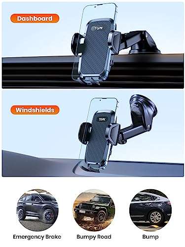 TOPK Car Phone Holder, Phone Holder for Cars Dashboard/Windscreen Adjustable 360° Rotation sold by TOPKDirect FB Amazon