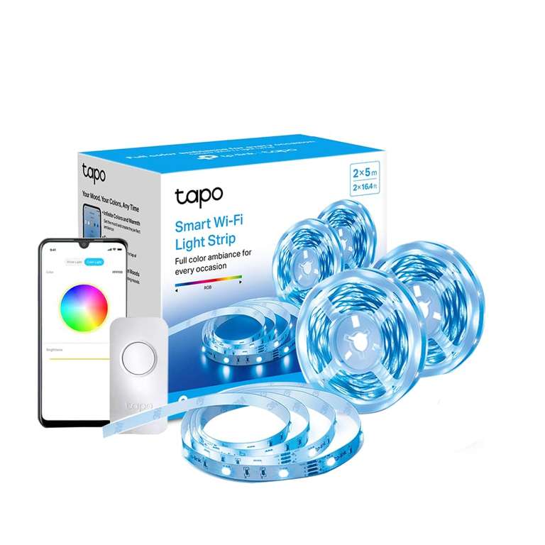 Tapo Smart LED Light Strip, two lights included (5 meters each), Wi-Fi App Control RGB Multicolour