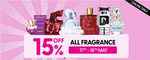15% Off All Fragrances (Online Only) E.g. CKIN2U EDT Him/Her 150ml £19.55, Ghost The Fragrance EDT 150ml £27.20 + Free C&C
