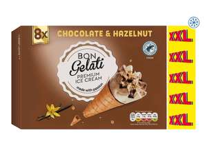 Lidl XXL Bon Gelati Chocolate & Hazelnut Premium Ice Cream Cones x 8 £1.89 @ Lidl