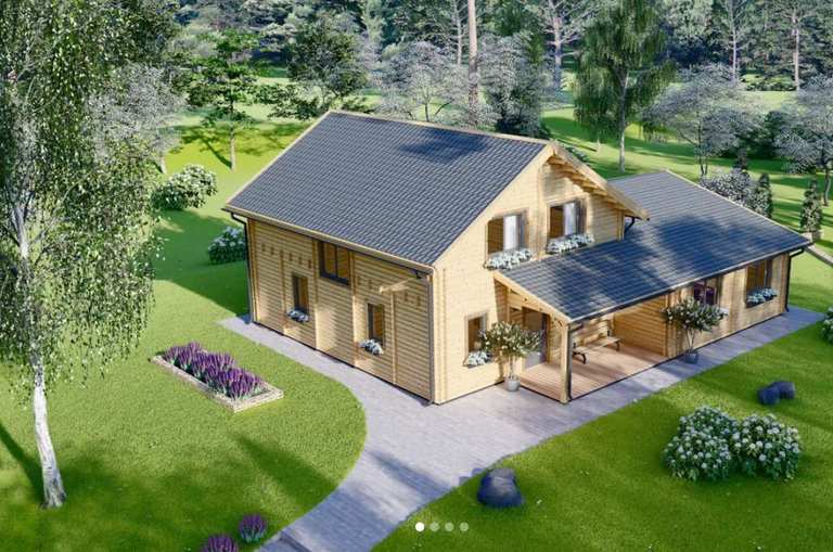 5 Bedroom / 3 Bathroom Log Cabin House - DARLA (Insulated PLUS, 44 + 44 mm), 180 m² (Building Regs Friendly)