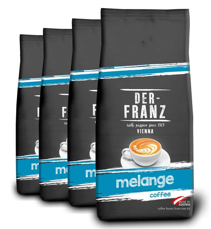 DER-FRANZ Melange Coffee, Whole Bean, 4000g (1000g X 4-Pack) £21.99 @ Amazon