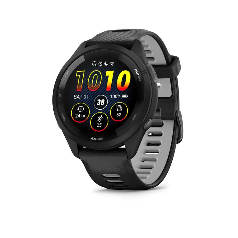 Garmin Forerunner 265 with Music, 46mm GPS Running smartwatch, Amoled Touchscreen - (Prime Members)