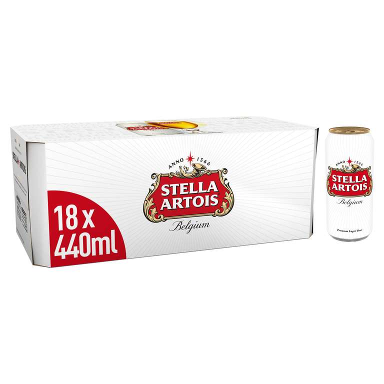 Stella Artois Premium Lager Beer Cans 18x440ml £13 Nectar card price @ Sainsbury's