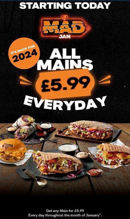 All Mains Everyday Throughout January for £5.99 @ GDK