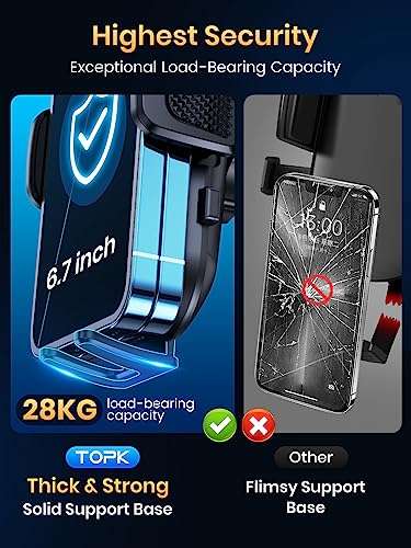 TOPK Car Phone Holder [2023 Upgraded] - Strong Sticky Adjustable 360° Rotation Phone Holder with voucher - TOPKdirect FBA