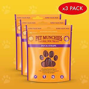 320g (Pack of 3) Pet Munchies Duck Strips Dog Treats, Natural Real Meat, Grain Free, Low in Fat and High in Protein (£8.65 S&S)