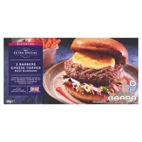 Extra Special 2 Barbers Cheese Topped Beef Burgers / Extra Special 2 Ultimate British Steak Burgers 340G - Instore Chesser, Edinburgh