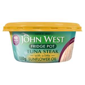 John West Fridge Pot No Drain Tuna Steak in a Little Sunflower Oil ( Or a little Brine) 110g - £1 each @ Morrisons