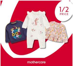 1/2 price on selected Mothercare clothing From £1.50 + £1.50 Click and collect @ Boots