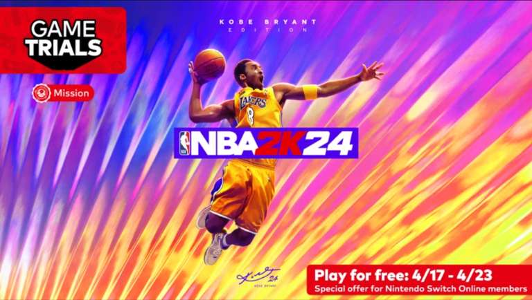 [Nintendo Switch Online members] NBA 2K24 Kobe Bryant Edition Free trial (account set to US) - From 17th - 24th April
