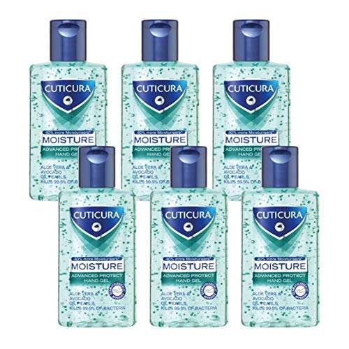 Cuticura Moisture Anti Bacterial Hand Gel, 6x100ml | Quick Drying | Kills 99.9% Bacteria with Anti Viral Action £6 at Amazon