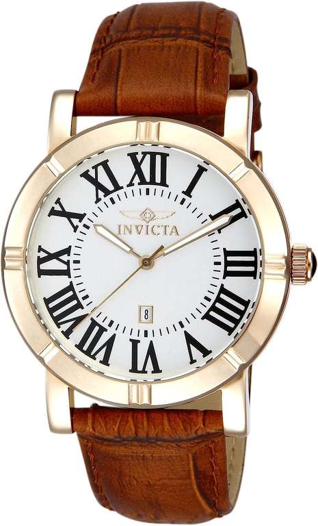 Invicta Men's Specialty Black & Silver Dial, Black, Brown Leather Watch, 24 (Model: 11194, 11206, 13971)