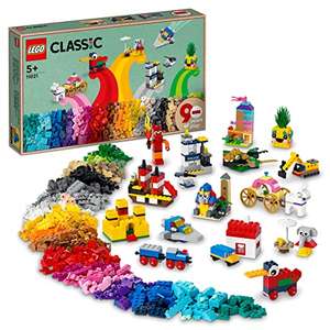 LEGO 11021 Classic 90 Years of Play Building Set, Bricks Box with 15 Mini Build Toys Including Toy Castle and Train