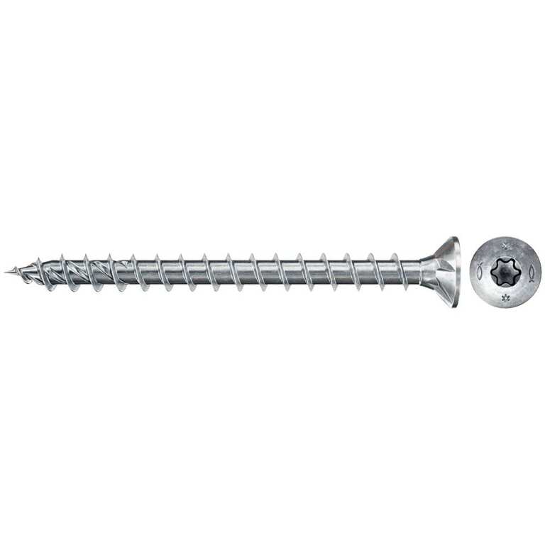 Fischer 100 x Chipboard Screws Power-Fast II 5.0 x 60 Countersunk Head with Inner Star TX Full Thread Galvanised Blue Passivated Item