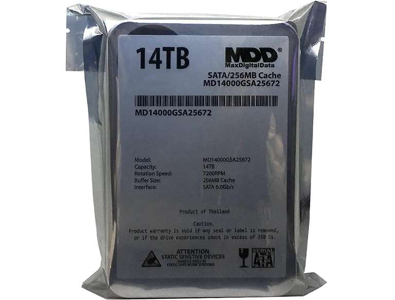 MaxDigitalData 14TB 7200RPM SATA 6Gb/s 256MB Cache 3.5inch Internal Desktop Hard Drive - 3 Years Warranty (Renewed) sold & FB Amazon US