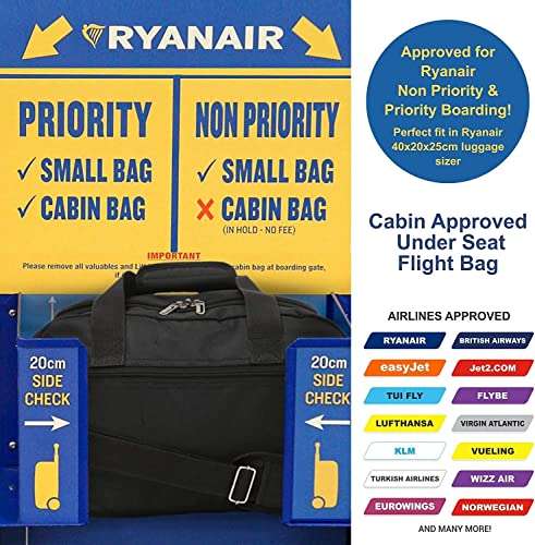 Aerolite Ryanair 40x20x25 Cabin Bags with 10 Year Guarantee - set of 2 Sold by Packed Direct / FBA