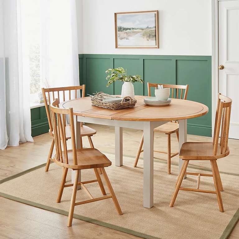 Clifford 6 Seater Oval Extending Dining Table - Solid Oak Top - Chairs Not Included