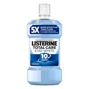 Listerine Total Care Stay White Mouthwash (500ml), 10-in-1 Benefit Mouthwash for Total Oral Care - ( £1.84 - £1.96 with S&S and voucher)
