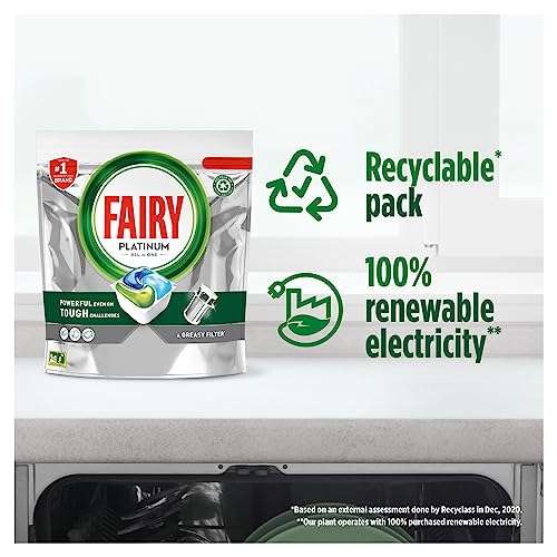 Fairy Platinum All-In-One Dishwasher Tablets Bulk, 120 Tablets (24 x 5), Original, With Anti-Dull Technology & Rinse Aid £17.10 s&s