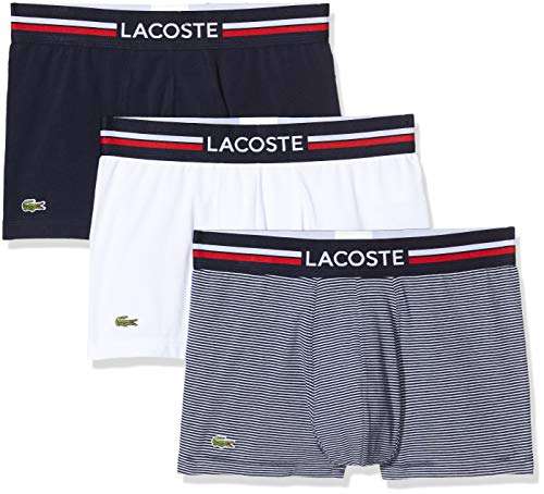 Lacoste Men's Boxer Shorts (Pack of 3) Marine / Blanc Sizes XS / S / M / XXL £18 @ Amazon