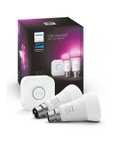 Philips Hue White & Colour Ambiance Smart Bulb 2 Pack B22 Starter Kit