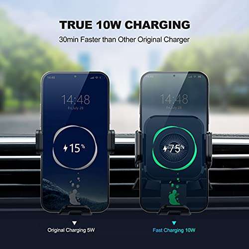 TECKNET Wireless Car Charger, Qi-Certified Wireless Fast Charging Car Holder - £8.99 - Sold by Bluetree / Fulfilled By Amazon