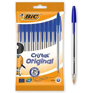 BIC Cristal Original Ballpoint Pens, Every-Day Biro Pens with Medium Point (1.0mm), Blue Ink, Pack of 10 - £1.50 at Amazon