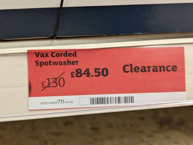 Vax Spotwash spot cleaner £84.50 in-store Sainsbury's Cheadle Royal