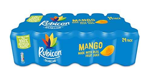 Rubicon Sparkling Mango, Fizzy Drink with Real Fruit Juice, 24 x 330ml Cans
