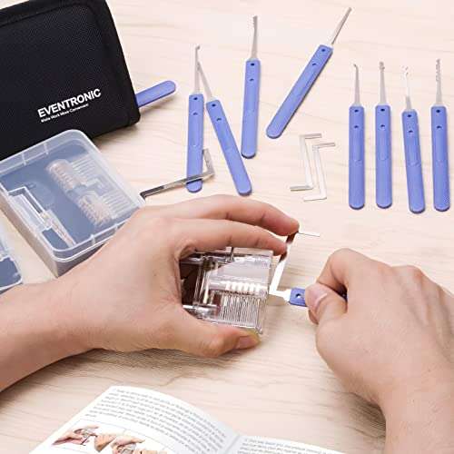 Lock Pick Set, Eventronic 25-Piece Lock Picking Tools with 2 Clear Practice and Training - £12.74 - Sold by EU-ZJD / Fulfilled by Amazon