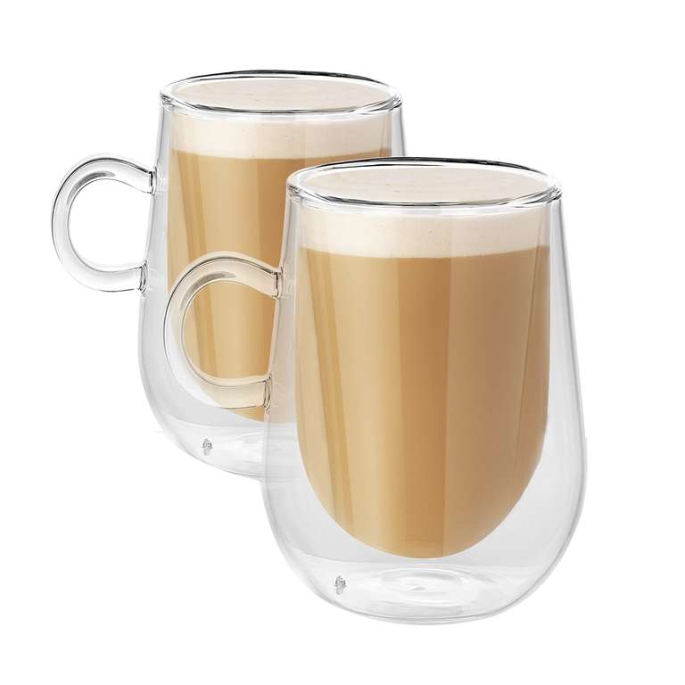 Double Walled 350ml Coffee Glasses with Handles - Set of 2 | M&W £9.98 delivered @ Roov