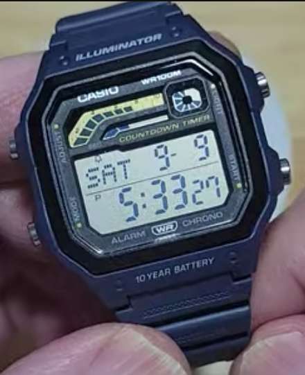 Casio WS1600H-2AV Digital Quartz Watch Blue Resin Strap 100M WR 10 Year Battery Countdown Timer - Sold By Amazon US