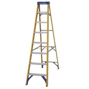 Step Ladder Folding Swing Back Fibreglass Anti-Slip Feet Flat 8 Treads 2.2m (UK Mainland) - iForceMarket