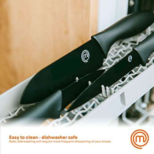 MasterChef Knife Set of 5 Kitchen Knives incl. Paring, Utility, Bread, Carving & Chef Knives, Non Stick Blades & Soft Touch Handles, 5 Piece